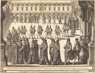March of the King and Knights of the Holy Spirit in the Courtyard at Fontainebleau by Abraham Bosse