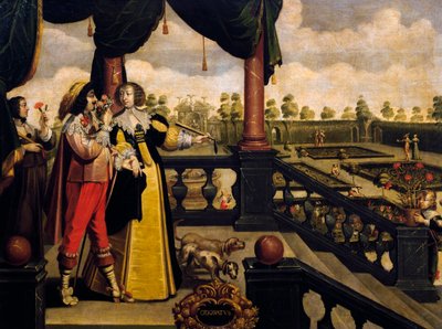 Sense of smell, ca 1635, by Abraham Bosse, after painting from series of 5 by unknown artist, France by Abraham Bosse