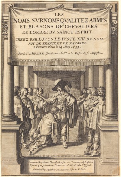The King Giving the Accolade and Creating Knights of St. Michael Who Receive the Order of the Holy Spirit by Abraham Bosse
