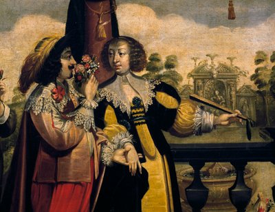 The sense of smell, ca 1635, by Abraham Bosse, after a painting from a series of 5 by unknown artist (detail) by Abraham Bosse