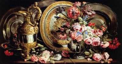 Still Life with Silver and Flowers by Abraham Brueghel