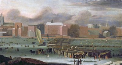 A Frost Fair on the Thames at Temple Stairs by Abraham Danielsz. Hondius