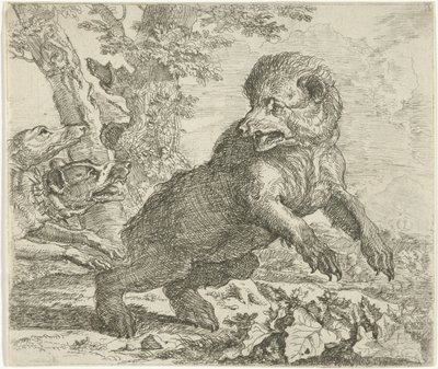 Bear Attacked by Dogs (Various Animals) by Abraham Danielsz. Hondius