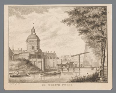 View of the Morspoort in Leiden by Abraham Delfos