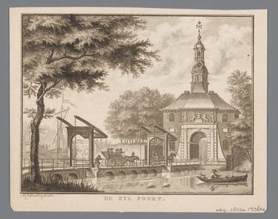View of the Zijlpoort in Leiden by Abraham Delfos