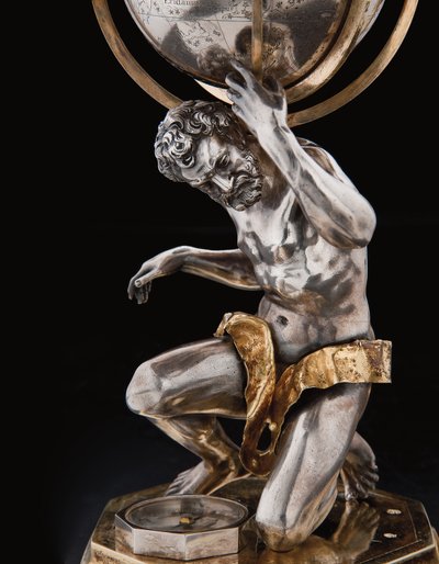 Two Exceptional Terrestrial and Celestial Globes, Supported by Hercules and Atlas, Augsburg, 1697-99 by Abraham Drentwett