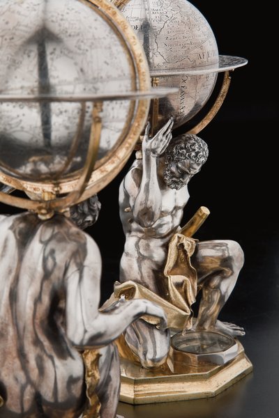 Two Exceptional Terrestrial and Celestial Globes, Supported by Hercules and Atlas, Augsburg by Abraham Drentwett
