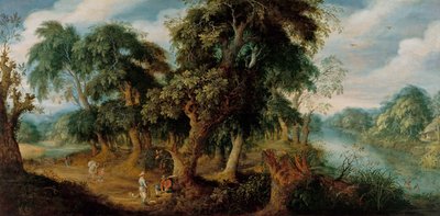 Two Resting Bird Sellers Talking by Abraham Govaerts