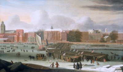 A Frost Fair on the Thames at Temple Stairs by Abraham Hondius