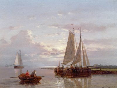 Boats on the River Scheldt by Abraham Hulk