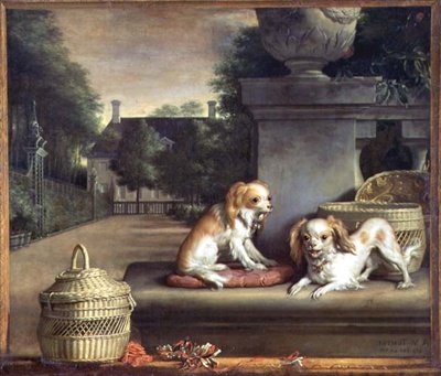 Two Dogs in a Park by Abraham Lambertsz van den Tempel