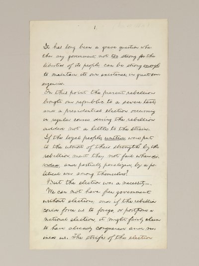 Autograph Manuscript of Lincoln