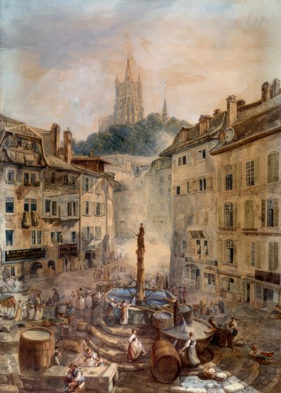 Place de la Palud by Abraham Louis Rodolphe Ducros