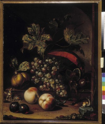 Still Life of Fruits and Animals by Abraham Mignon
