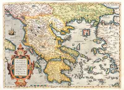 Croatia, south Bosnia and Herzegovina, south Serbia, south Bulgaria, Montenegro, Albania, Macedonia, Greece, West Turkey by Abraham Ortelius