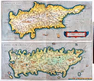 Cyprus, Crete, Greece by Abraham Ortelius