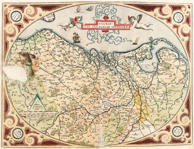 Descriptio Germaniae Inferioris Geography map of the territory of the Netherlands Germanic from 