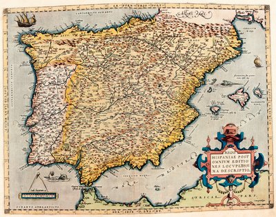Description of Spain. Geography Map from Theatrum Orbis Terrarum by Abraham Ortelius by Abraham Ortelius