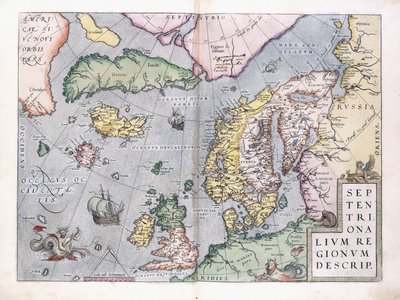 Double-page Map of Northern Europe by Abraham Ortelius