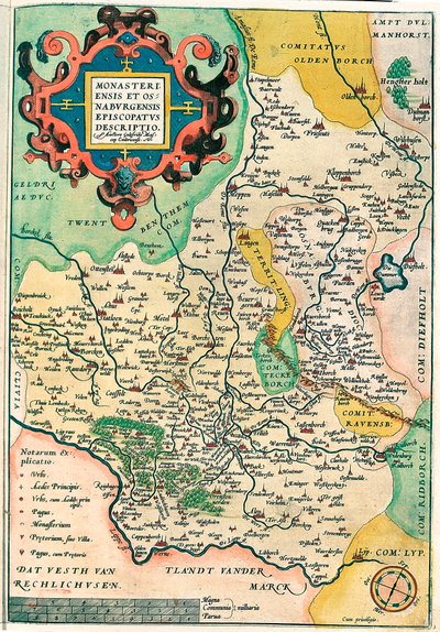Franciae Orientalis: Monasteriensis Et Osnaburgensis Episcopatus Descriptio Geography Map of Franconia in Germany from 