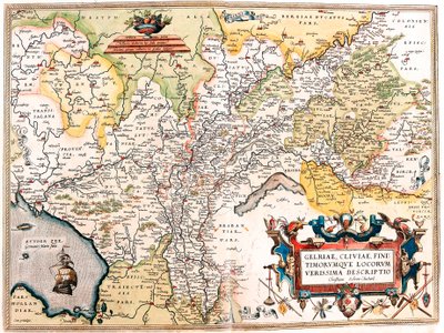 Geography Map of the Territory of the German Netherlands from Theatrum Orbis Terrarum by Abraham Ortelius by Abraham Ortelius