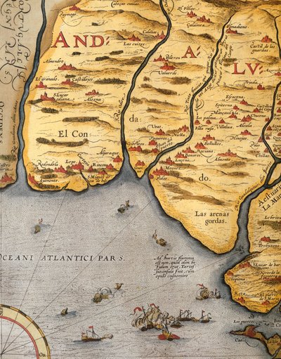 Harbor of Palos, by Abraham Ortelius (1528-1598), Plate by Abraham Ortelius