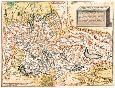 Geography map of the Swiss and French Alps including lakes from 