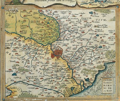 Map of Lazio Region, from Theatrum Orbis Terrarum by Abraham Ortelius