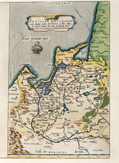 Map of Prussia, from Theatrum Orbis Terrarum by Abraham Ortelius