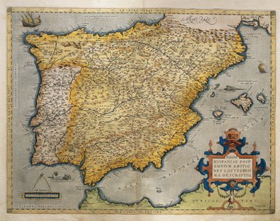 Map of the Iberian Peninsula, from Theatrum Orbis Terrarum by Abraham Ortelius