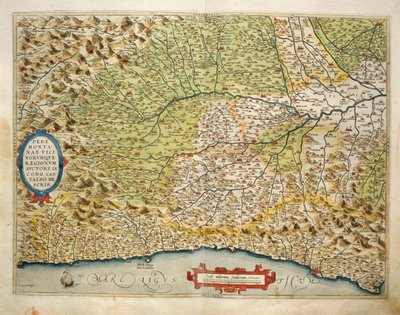 Map of the Region of Piedmont, Italy, from Theatrum Orbis Terrarum by Abraham Ortelius
