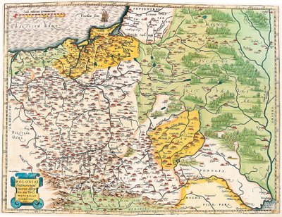 Geography Map of Poland from Theatrum Orbis Terrarum by Abraham Ortelius by Abraham Ortelius