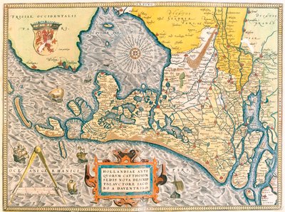 Province: Friesland, North Holland, South Holland, North Brabant, Limburg, Utrecht, Gelderland, Flevoland, Netherlands by Abraham Ortelius