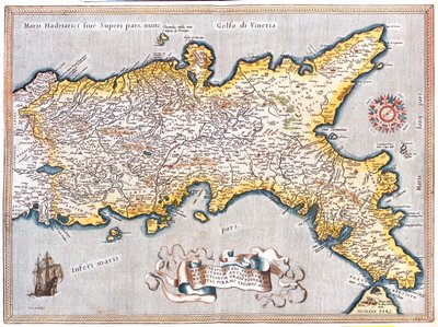 South Lazio, south Marche, Abruzzo, Molise, Campania, Apulia, Basilicata, Calabria, Italy by Abraham Ortelius