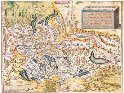 Switzerland, Germany, Austria, Liechtenstein, Italy, France by Abraham Ortelius