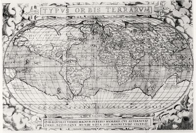 Typus Orbis Terrarum, World Map, 1577 by Abraham Ortelius