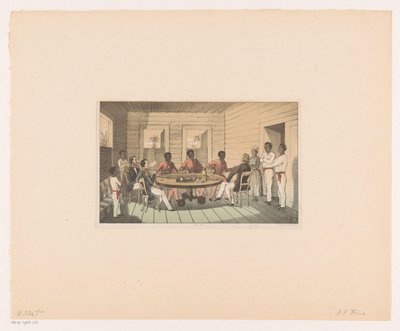 Surinamese and Dutch Drinking Tea by Abraham Pieter Felix