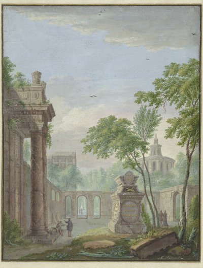 Garden with a Tomb in Memory of Johanna Koerten Blok by Abraham Rademaker