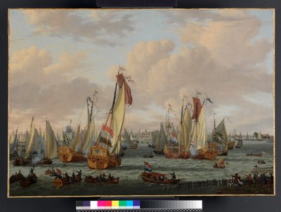 A marine sham-fight on the Y before Amsterdam by Abraham Storck