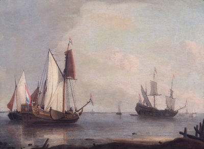 Dutch Shipping in a River, 17th Century by Abraham Storck
