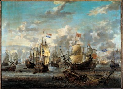 Second Anglo-Dutch War: The Battle of the Four Days from 11 to 14 June 1666. She opposed the Dutch fleets to the English. Painting by Abraham Storck. 17th century. Paris, Musee de la Marine by Abraham Storck