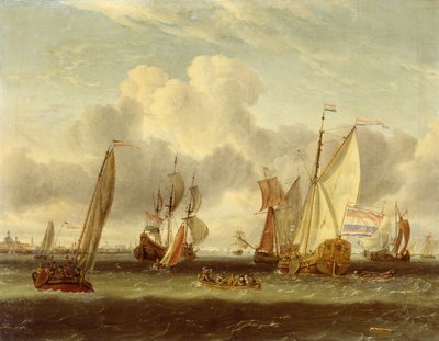 Shipping on the IJ at Amsterdam Harbour by Abraham Storck