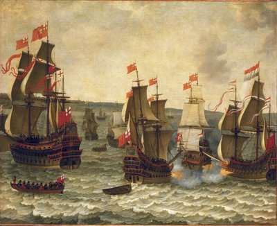 Naval Battle Between Dutch and British Ships, First Anglo-Dutch War by Abraham Willaerts