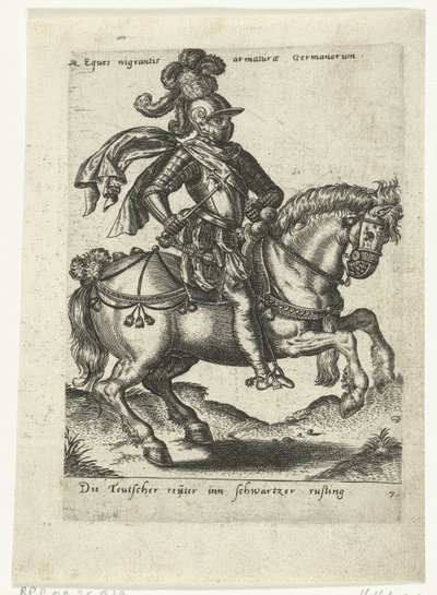 German Rider in Black Armor by Abraham de Bruyn (attributed to)
