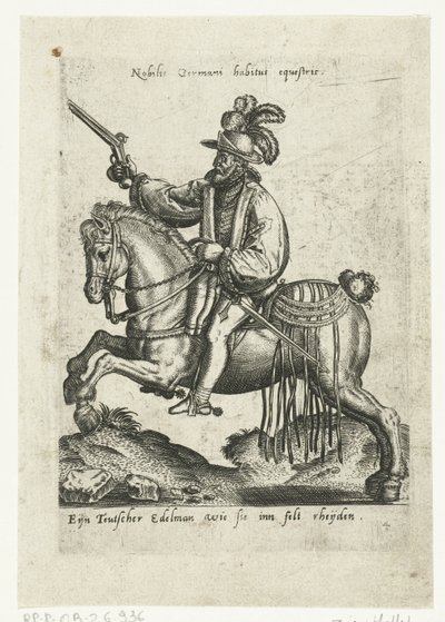 German Rider with Pistol by Abraham de Bruyn (attributed to)