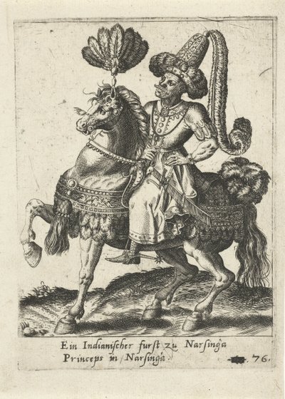 Indian Prince on Horseback by Abraham de Bruyn (attributed to)