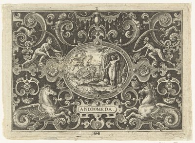 Cartouche: Perseus Rescues Andromeda by Abraham de Bruyn