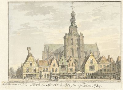 Church and Market in Bergen op Zoom by Abraham de Haen (II)