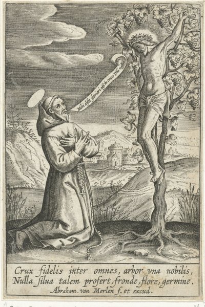 Kneeling Saint Before Christ on the Cross by Abraham van Merlen