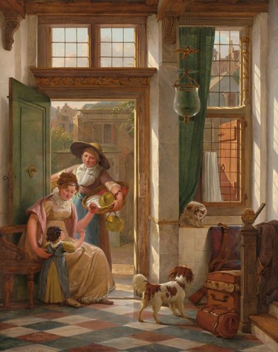 A Cherry Vendor at the Door by Abraham van Strij (I) (signed by artist)